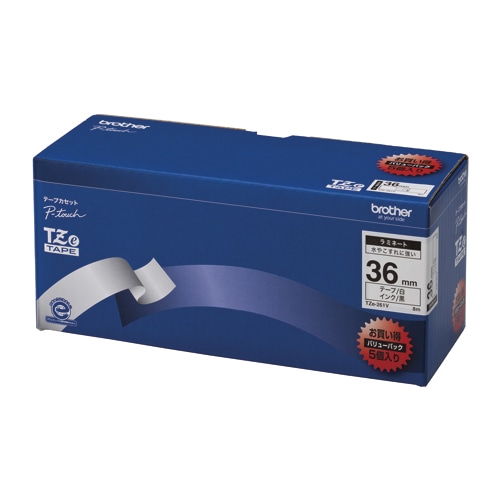 TZE-261V ピータッチテープ36mm白/黒(5個入) 1箱 (ご注文単位1箱)【直送品】