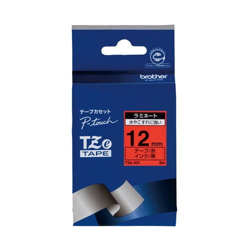 TZE-431 ピータッチテープ12mm赤/黒 1個 (ご注文単位1個)【直送品】
