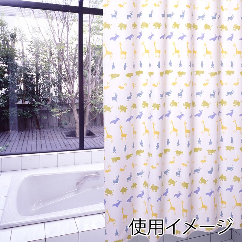 明和グラビア スタイリッシュバスカーテン ブルー S-305B 1枚(ご注文単位1枚)【直送品】