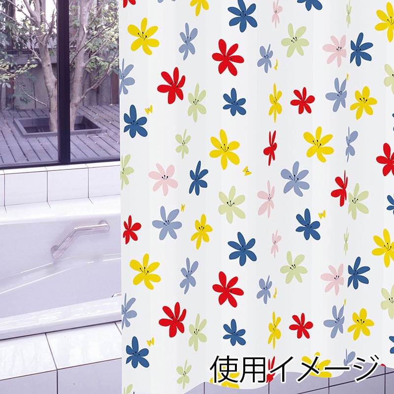 明和グラビア スタイリッシュバスカーテン レッド S-307RED 1枚(ご注文単位1枚)【直送品】