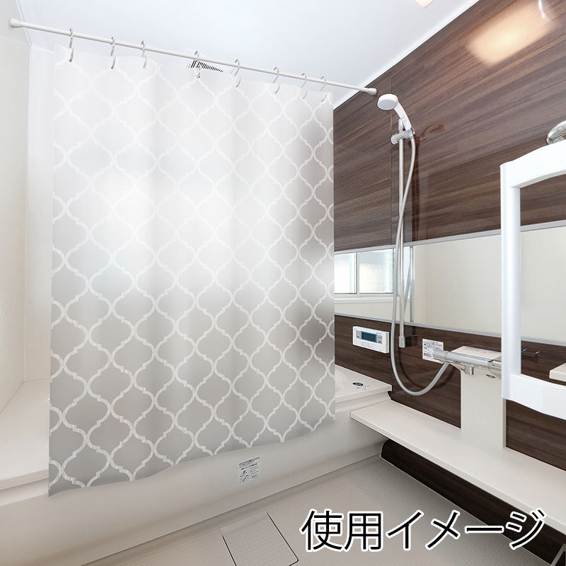 明和グラビア デザインバスカーテン ホワイト DBC-130W 1枚(ご注文単位1枚)【直送品】
