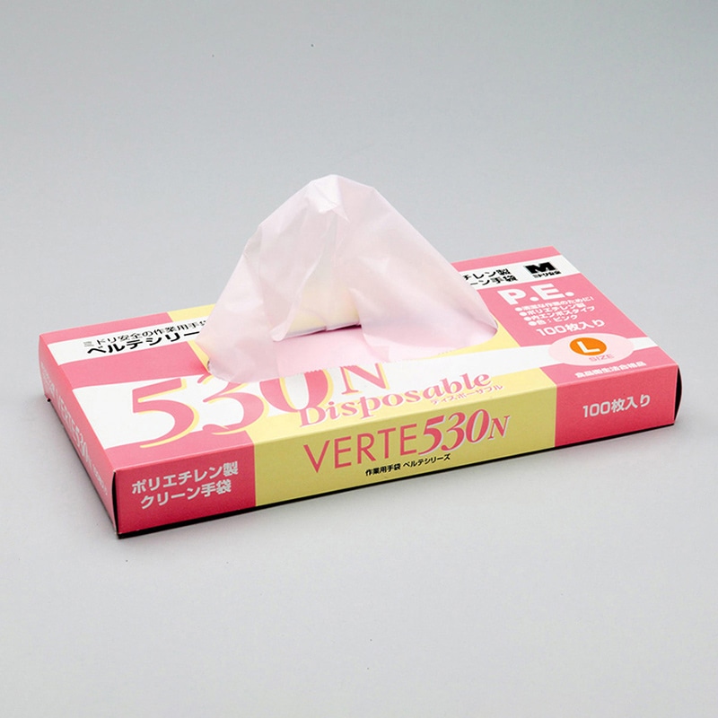 ミドリ安全 ポリエチレンディスポ手袋 ベルテ530N L 内エンボス 100枚入 4049158330 1箱（ご注文単位1箱）【直送品】