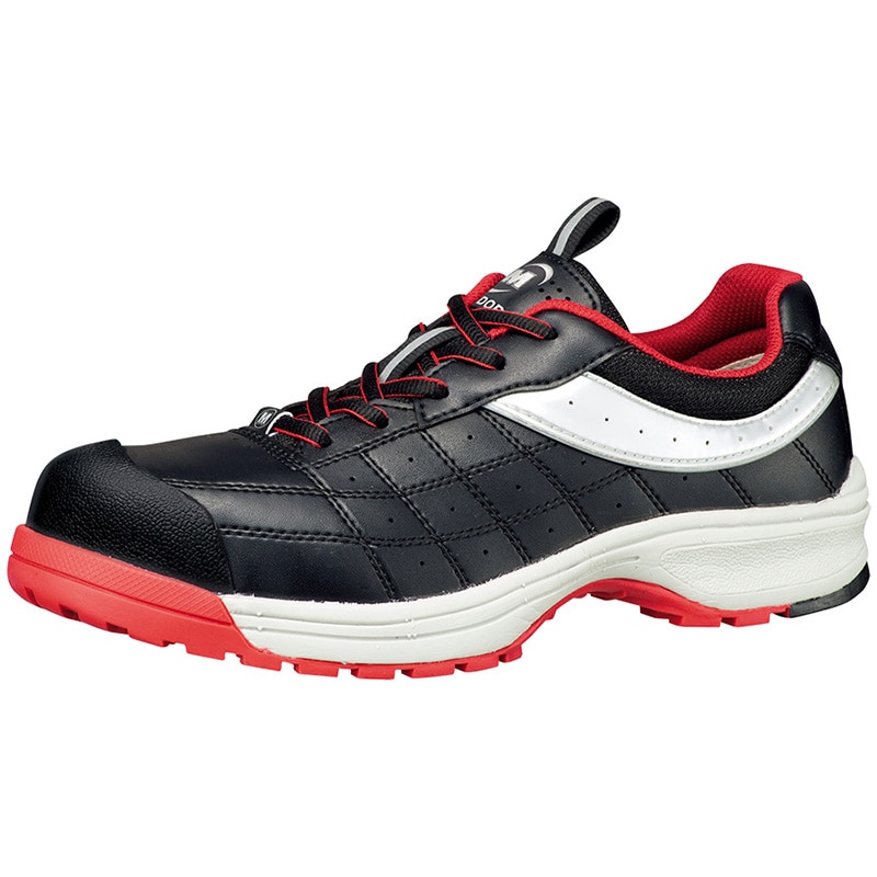 ミドリ安全 トウガード付　ワイド樹脂先芯入りスニーカー MPN-902ブラック／レッド 21250586 1組（ご注文単位1組）【直送品】
