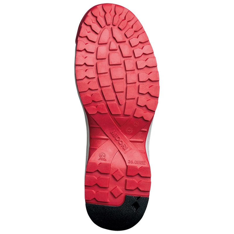 ミドリ安全 トウガード付 ワイド樹脂先芯入りスニーカー MPN-902ブラック/レッド 21250586 1組(ご注文単位1組)【直送品】