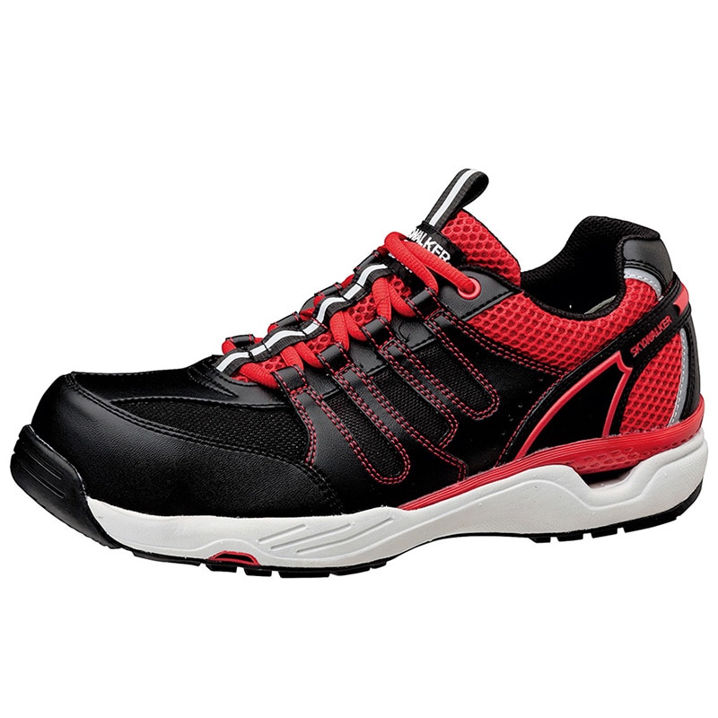 ミドリ安全 ワイド樹脂先芯入り・通気スニーカー　MPV-01 ブラック／レッド　24.0cm 21250589 1組（ご注文単位1組）【直送品】
