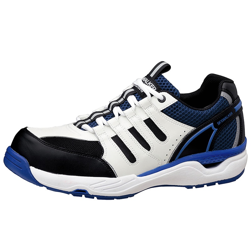 ミドリ安全 ワイド樹脂先芯入り・通気スニーカー　MPV-01 ホワイト／ブルー　25.5cm 21250590 1組（ご注文単位1組）【直送品】