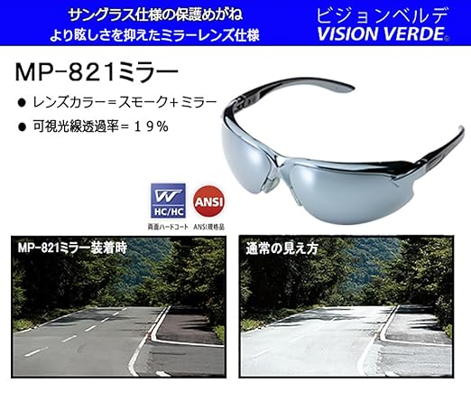 ミドリ安全 保護めがね ミラー ビジョンベルデ MP-821 4012100112 1個/袋（ご注文単位1袋）【直送品】