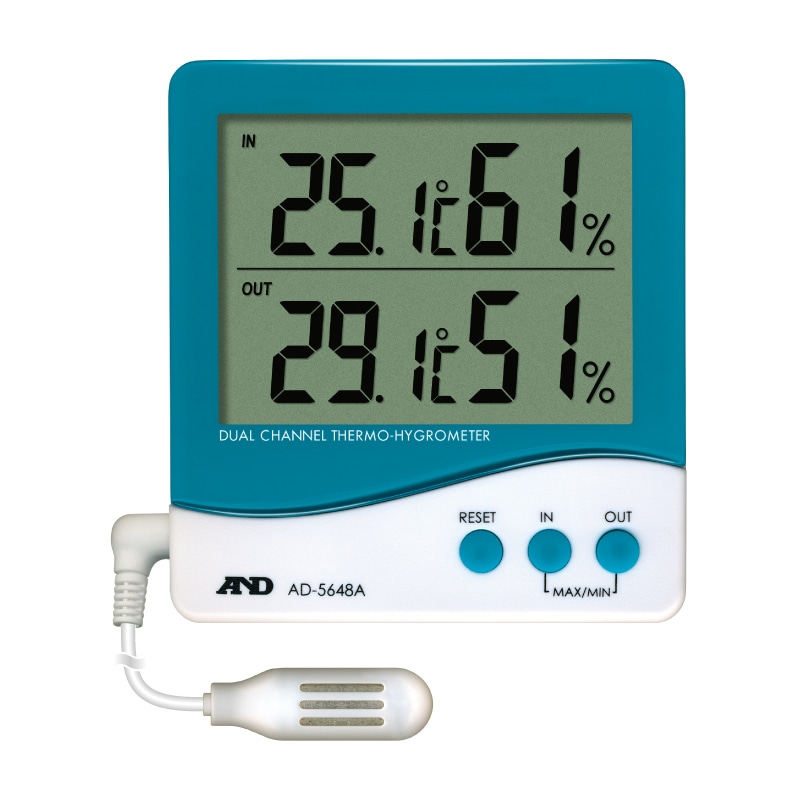 エー・アンド・デイ 外部温湿度センサー付き温湿度計  AD-5648A 1台（ご注文単位10台）【直送品】