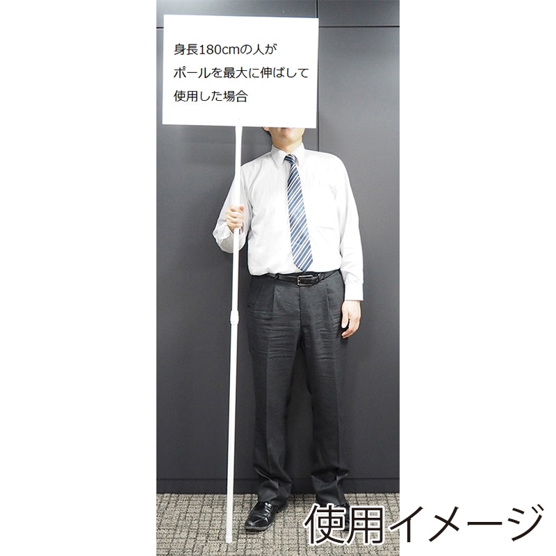 大一産業 無地プラカード ハンドル伸縮タイプ A2横 ホワイト 1セット(ご注文単位1セット)【直送品】