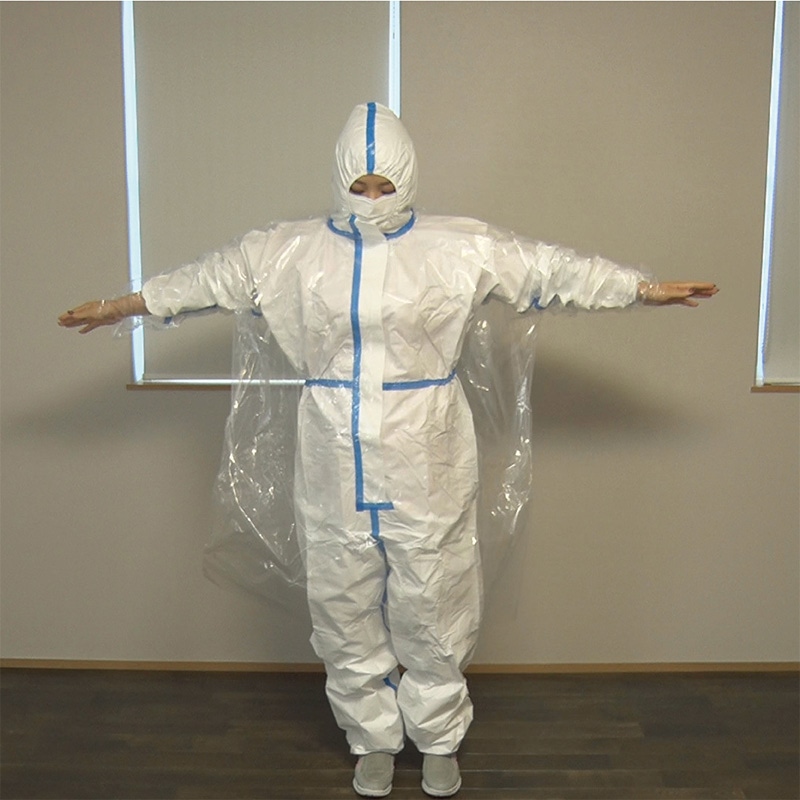 (株)ミヤゲン 使い捨て長袖プラスチックガウン Mサイズ 厚手 100枚/箱(ご注文単位1箱)【直送品】