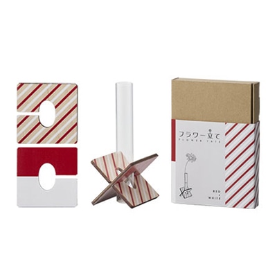 クレイ フラワー立て レッド×ホワイト 991-010-501 1個（ご注文単位1個）【直送品】