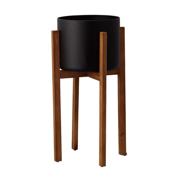 クレイ 鉢カバー ウッドスタンドポット ブラック 510-961-800 1個（ご注文単位1個）【直送品】