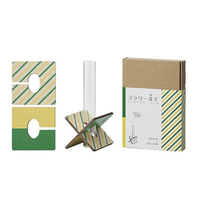 クレイ フラワー立て グリーン×イエロー 991-010-403 1個（ご注文単位1個）【直送品】