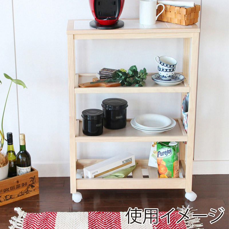 市場 Soup スリムワゴン 4段 ナチュラル W-3348NA 1台(ご注文単位1台)【直送品】