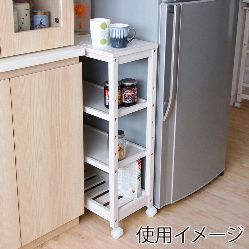 市場 Soup スリムワゴン 4段 ホワイト W-3348WH 1台(ご注文単位1台)【直送品】