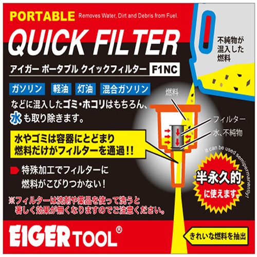アイガーツール クイックフィルター 9.5L/分 F1NC 1個(ご注文単位1個)【直送品】