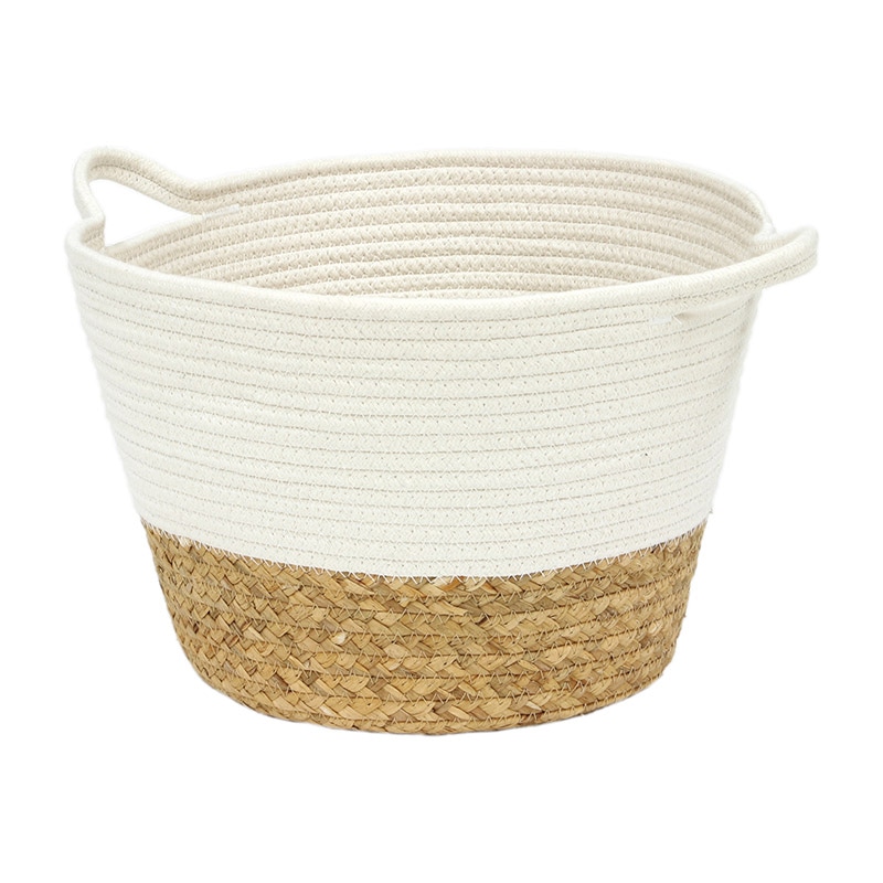 大橋新治商店 コットンロープバスケット サークルM ホワイト 16-204 1個(ご注文単位1個)【直送品】
