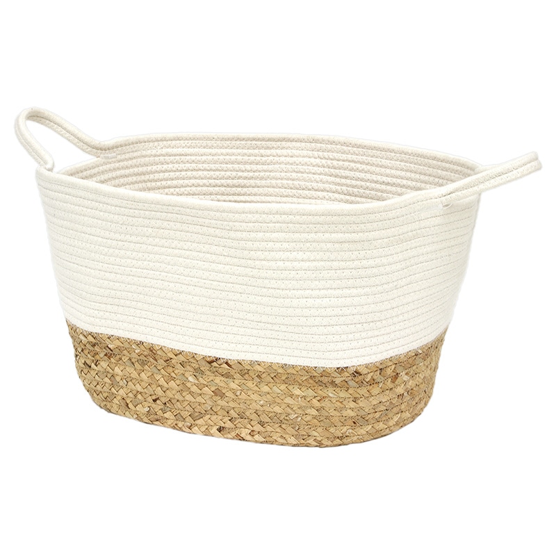 大橋新治商店 コットンロープバスケット オーバルL ホワイト 16-206 1個(ご注文単位1個)【直送品】