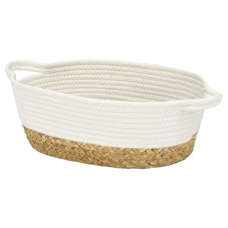 大橋新治商店 コットンロープバスケット オーバルM ホワイト 16-214 1個(ご注文単位1個)【直送品】