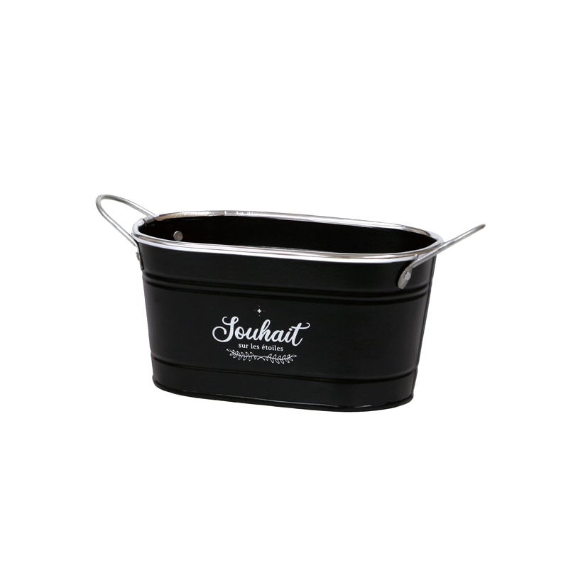 大橋新治商店 ブリキポット キャラット D3号W ブラック 31-242 1個(ご注文単位6個)【直送品】