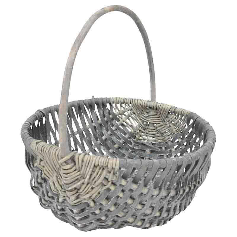大橋新治商店 バスケット　カンパーニャ L　ハンドル付　グレー 63-986 1個（ご注文単位1個）【直送品】