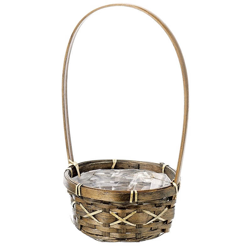 大橋新治商店 アレンジバスケット 丸 小 ハンドル付 65-588 1個(ご注文単位20個)【直送品】