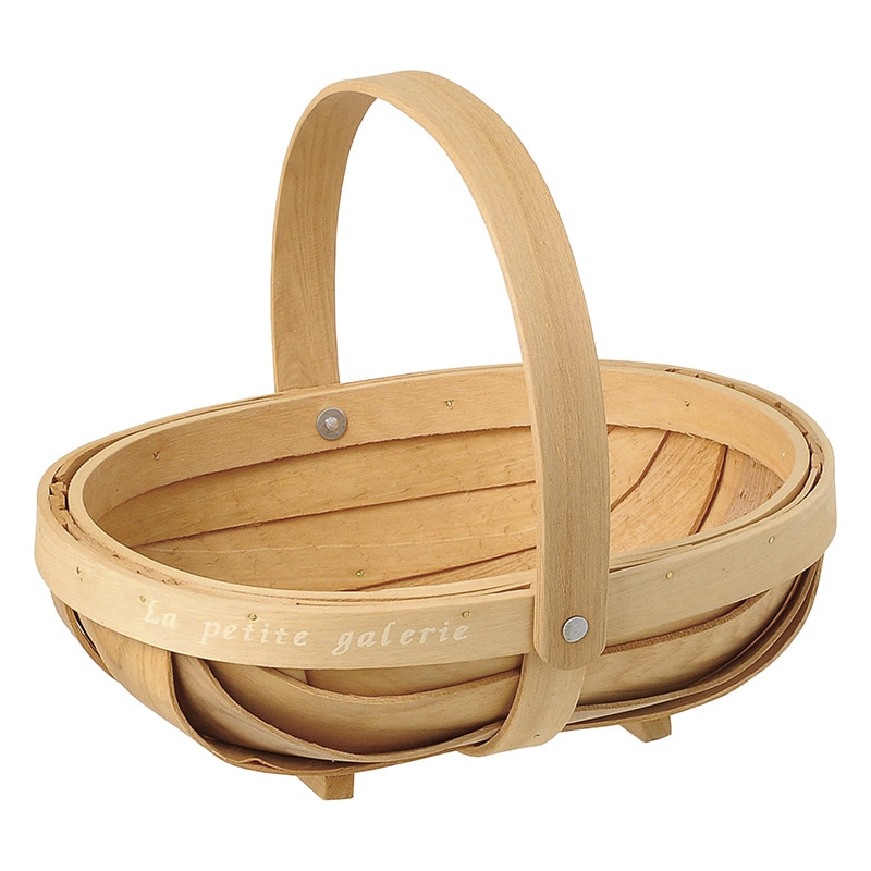 大橋新治商店 ウッドバスケット オーバルL ハンドル付 73-521 1個(ご注文単位1個)【直送品】
