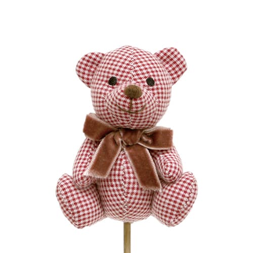 大橋新治商店 縫いぐるみピック チェックベア レッド 86-5806 1本（ご注文単位10本）【直送品】