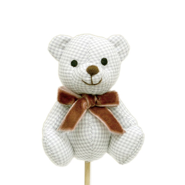 大橋新治商店 縫いぐるみピック チェックベア グレー 86-5826 1本（ご注文単位10本）【直送品】