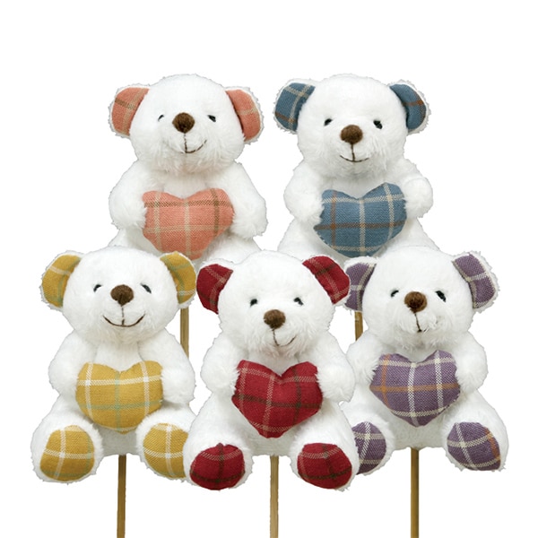 大橋新治商店 縫いぐるみピック チェックベア アソート 86-5956 1本（ご注文単位10本）【直送品】