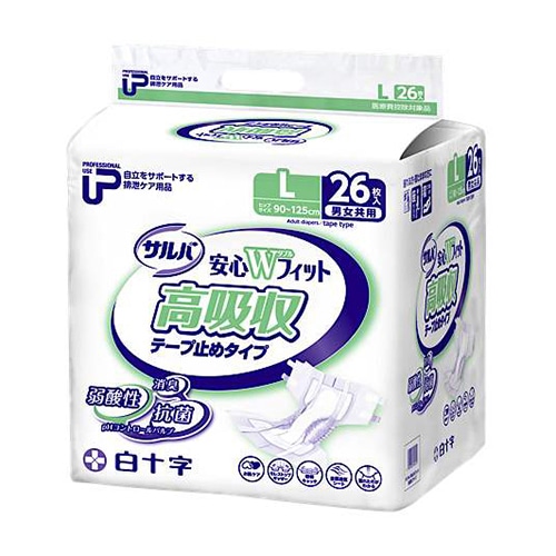 紙おむつ　PUサルバ　安心Wフィット　高吸収タイプ 35613　L　26枚  2個（ご注文単位1個）【直送品】