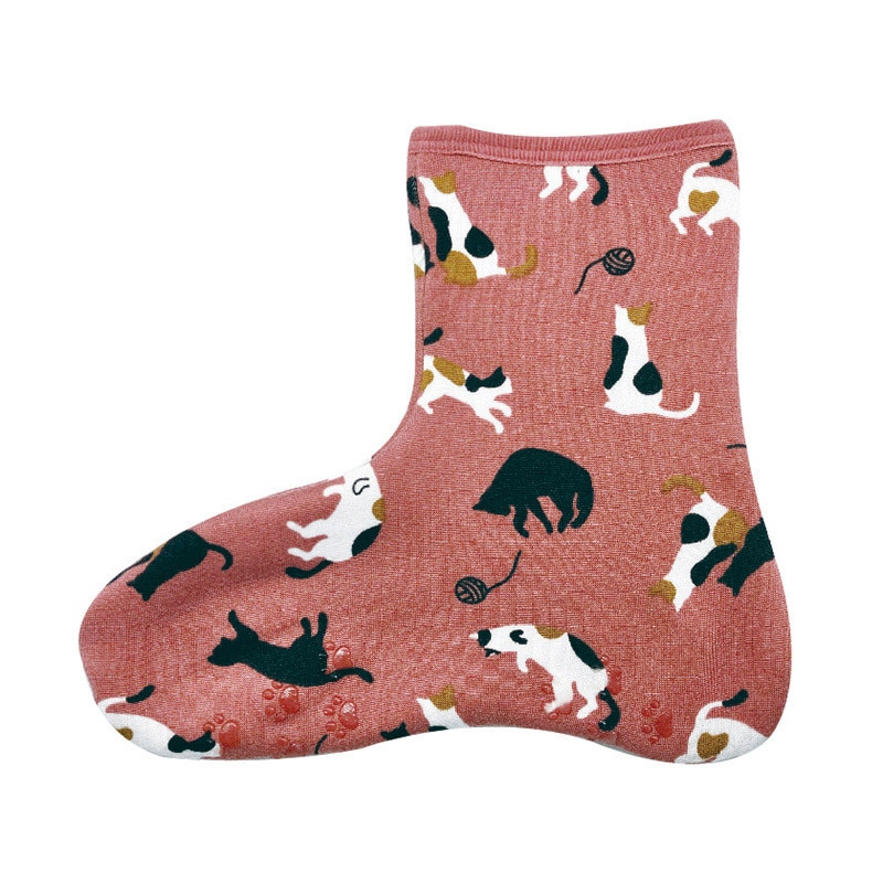 丸和貿易 ぽかそ ぽかぽかそっくす アンクルタイプ ジャレミケネコ ピンク 200396706 1個（ご注文単位3個）【直送品】