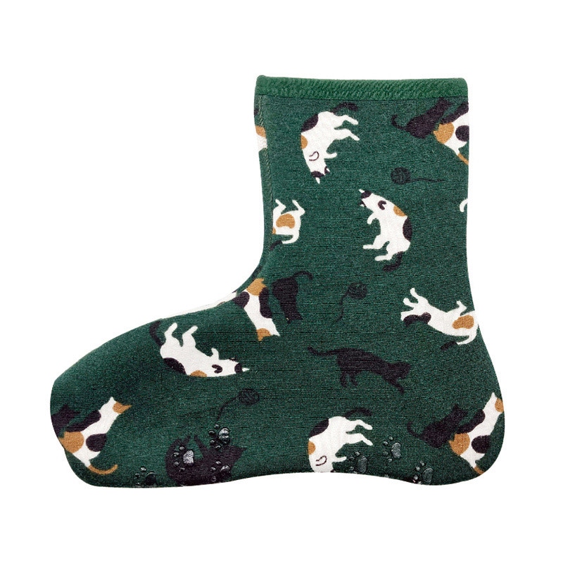 丸和貿易 ぽかそ ぽかぽかそっくす アンクルタイプ ジャレミケネコ グリーン 200396707 1個（ご注文単位3個）【直送品】