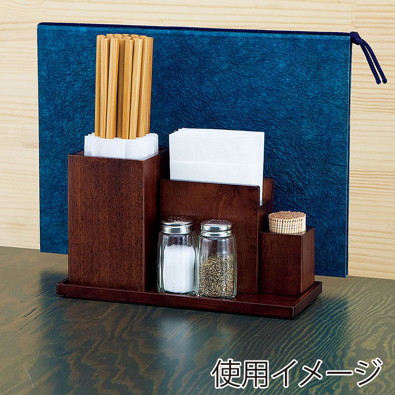ヤマコー SC　木製ナプキン＆メニュースタンド　ブラウン  15277 1個（ご注文単位1個）【直送品】