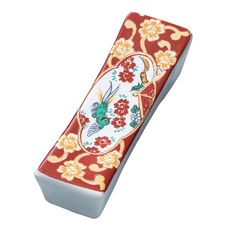 ヤマコー 陶器 長角箸置 錦赤 15508 1個(ご注文単位1個)【直送品】