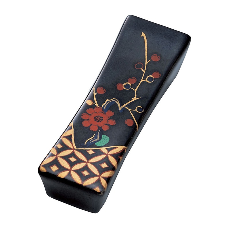 ヤマコー 陶器 長角箸置 黒梅 15509 1個(ご注文単位1個)【直送品】