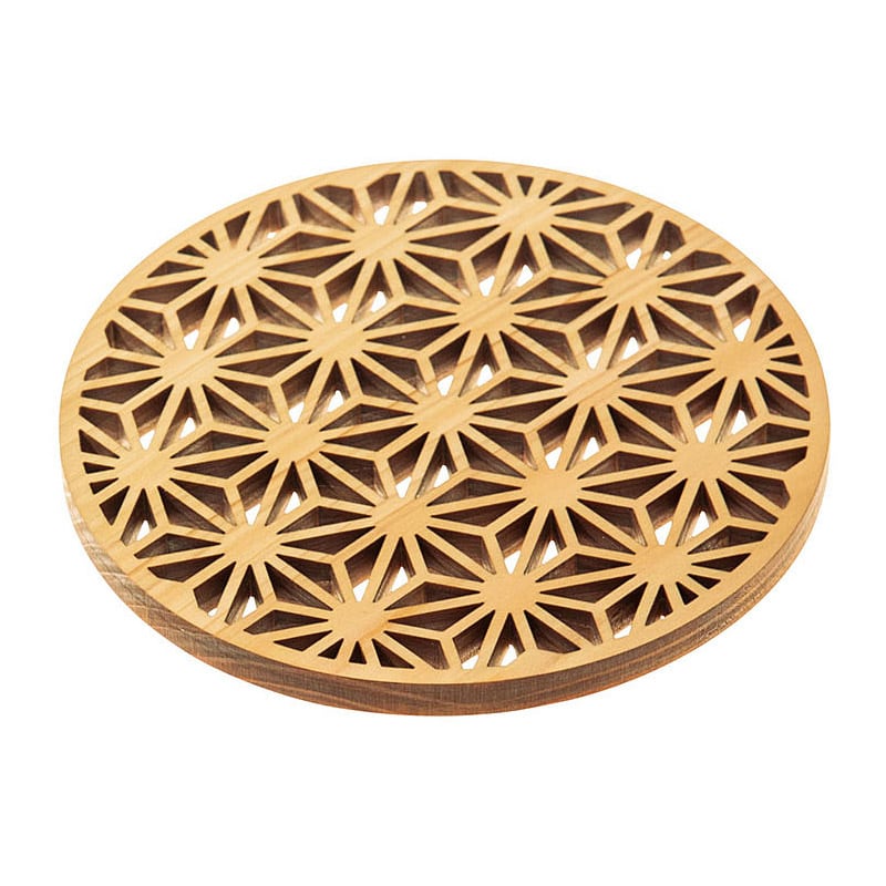 ヤマコー ひのき細密コースター　無塗装　麻の葉  16251 1個（ご注文単位1個）【直送品】