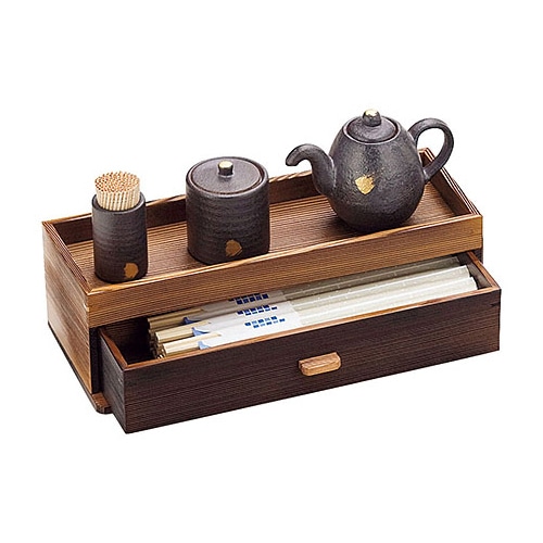 ヤマコー 焼杉カスター＆箸箱  16336 1個（ご注文単位1個）【直送品】