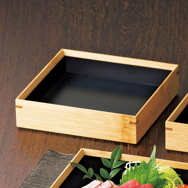 ヤマコー 竹 料理箱 角型5寸 内黒 18264 1個(ご注文単位1個)【直送品】