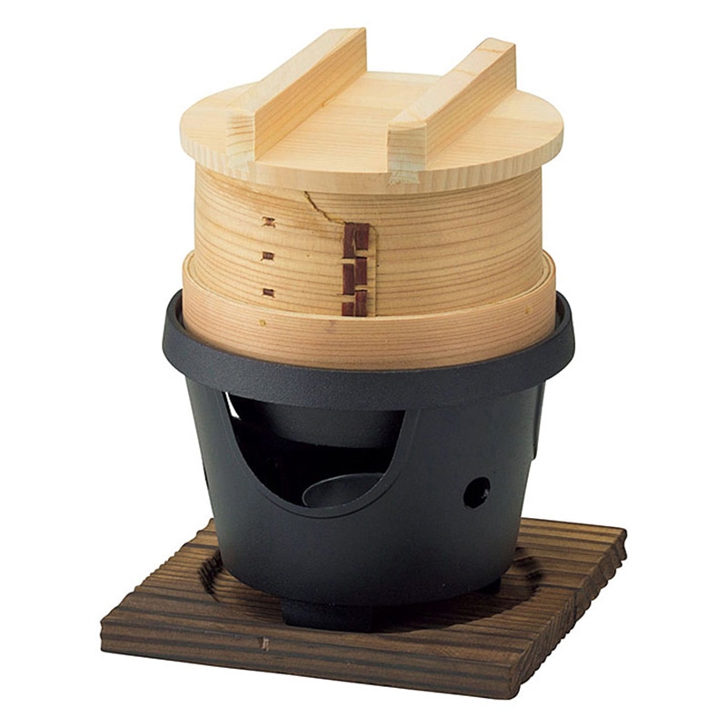 ヤマコー 杉ワッパセイロ　B水入用美コンロセット  20235 1セット（ご注文単位1セット）【直送品】