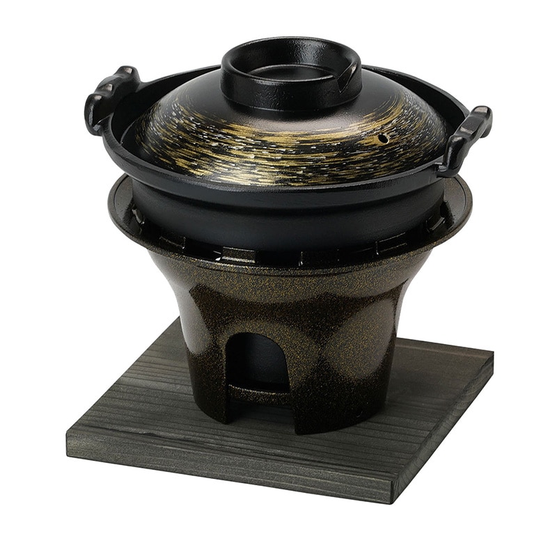 ヤマコー アルミ水炊鍋　金銀がすり コンロセット 20426 1個（ご注文単位1個）【直送品】