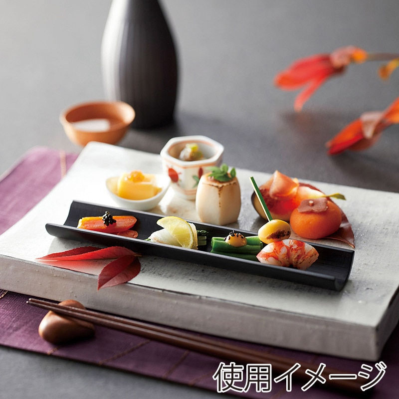 ヤマコー 竹端材皿 黒塗りツヤ消し 細 小 22589 1個(ご注文単位1個)【直送品】