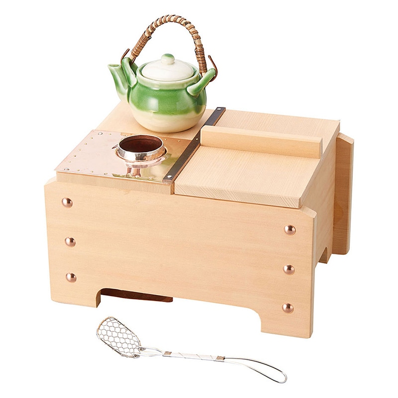 ヤマコー 椹 角型湯豆腐セット 1人用 US1040 木炭専用 23103 1セット(ご注文単位1セット)【直送品】