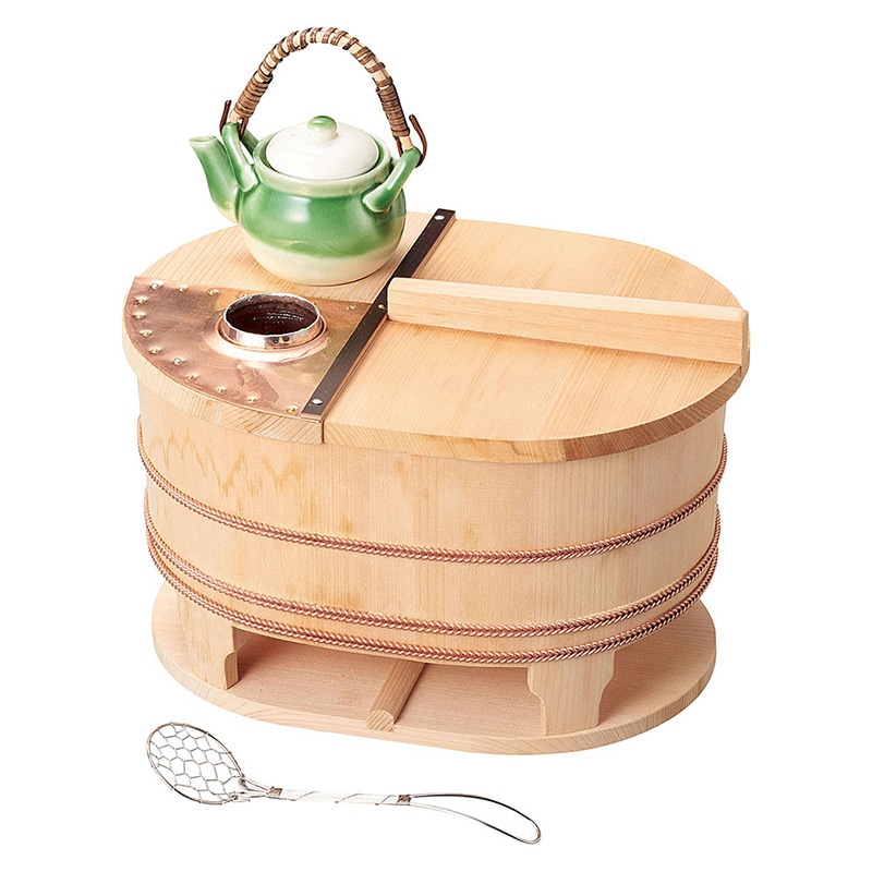 ヤマコー 椹 小判型湯豆腐セット 3人用 US1023 木炭専用 23105 1セット(ご注文単位1セット)【直送品】