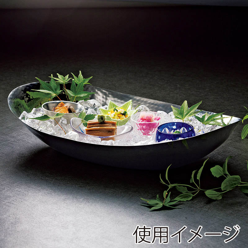 ヤマコー ステンレス槌目 深型楕円盛器 特大 23966 1個(ご注文単位1個)【直送品】