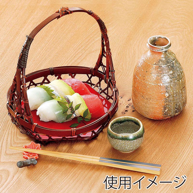 ヤマコー 手付盛篭　中　塗板付  24202 1個（ご注文単位1個）【直送品】