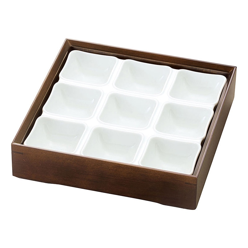 ヤマコー 弥生白磁料理箱 古代色 九ツ仕切 26154 1個(ご注文単位1個)【直送品】