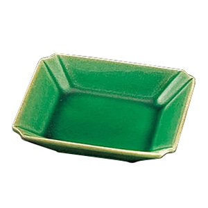 ヤマコー 緑釉隅切角皿 26657 1個(ご注文単位1個)【直送品】