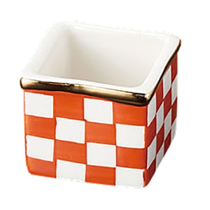 ヤマコー 手描き金縁市松珍味入　朱  26739 1個（ご注文単位1個）【直送品】