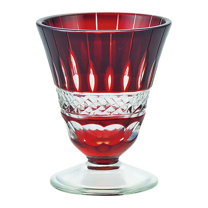 ヤマコー 夢切子 高台 赤 26927 1個(ご注文単位1個)【直送品】